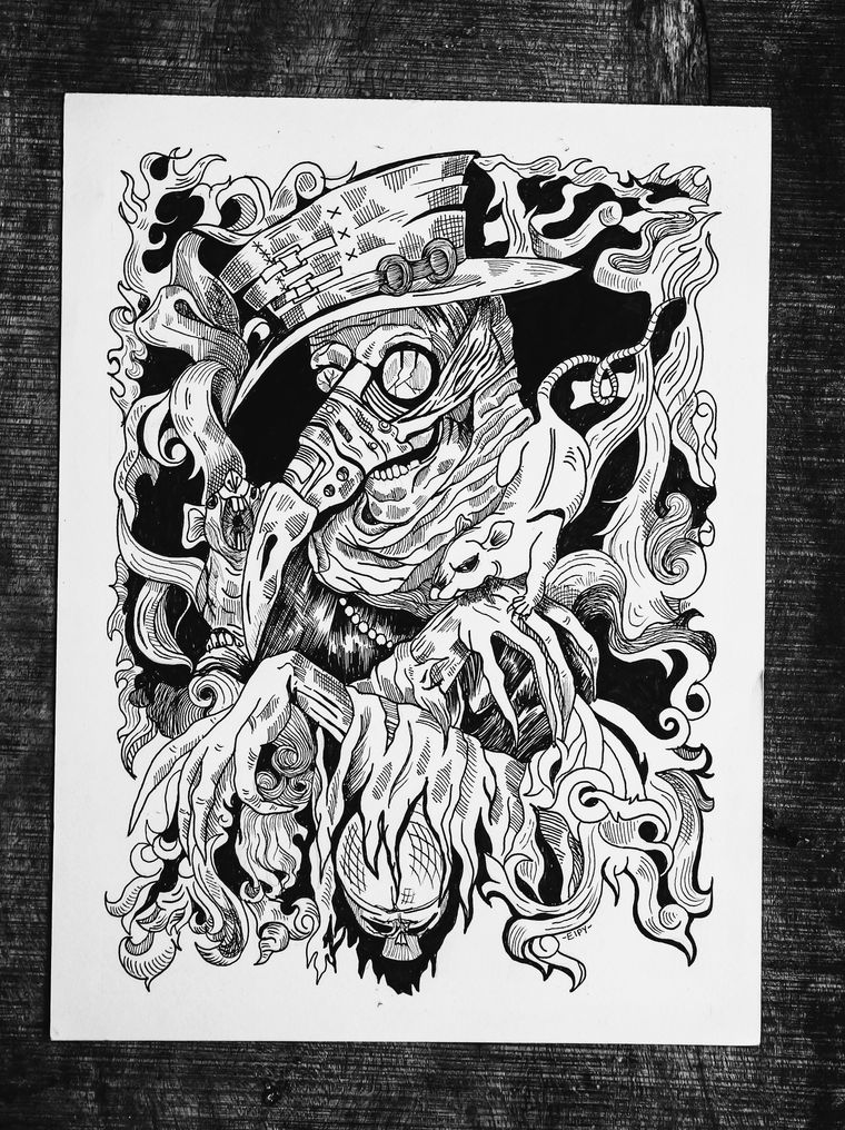 Dessin d’atelier prêt à tatouer, réservable en l’état.